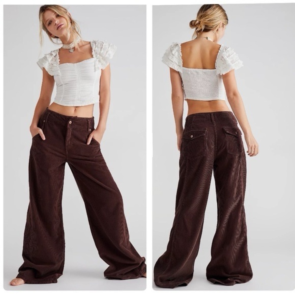 🆕 Free People NWT Wide leg Baggy Flared Cords Reduced Shipping I ❤️ Offers